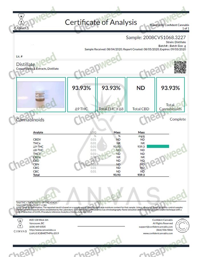 Alternative view of Distillate 1mL