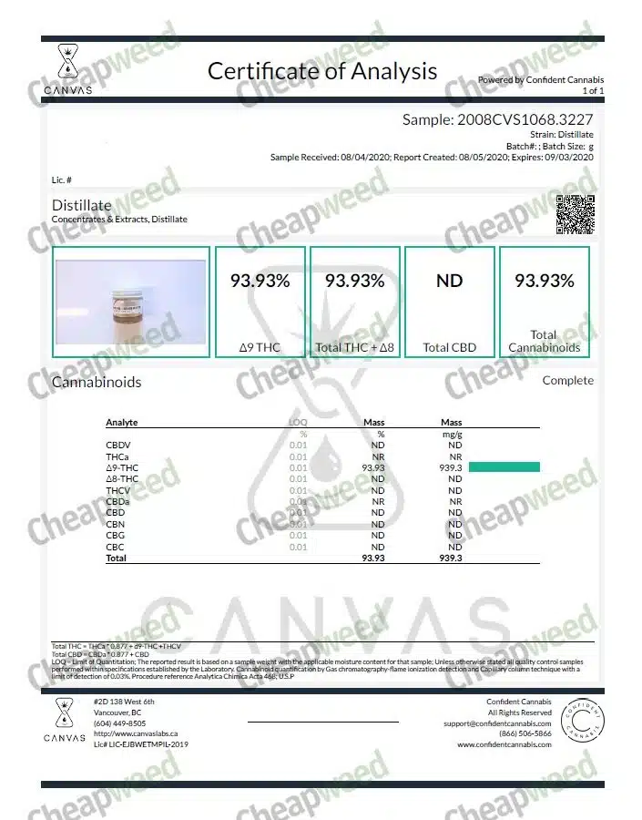 Alternative view of Distillate 1mL